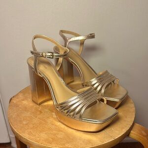 Reformation Gold Platform Sandals